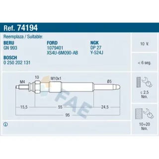 FAE 74194 Glow Plug