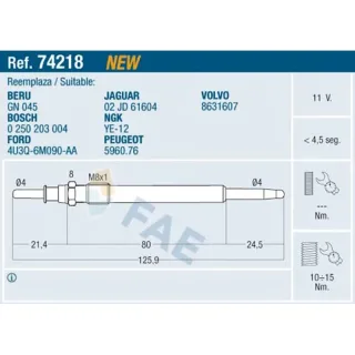FAE 74218 Glow Plug — OEM 4U3Q6M090AA